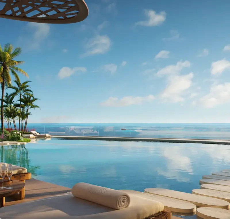 Pool deck overlooking Biscayne Bay