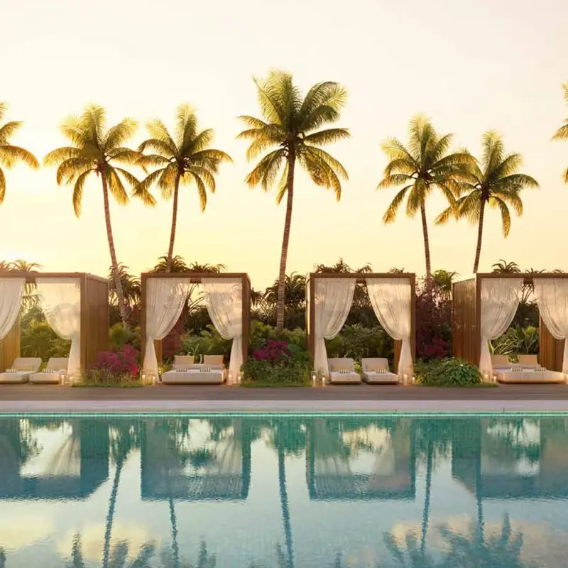 Pool with private cabanas