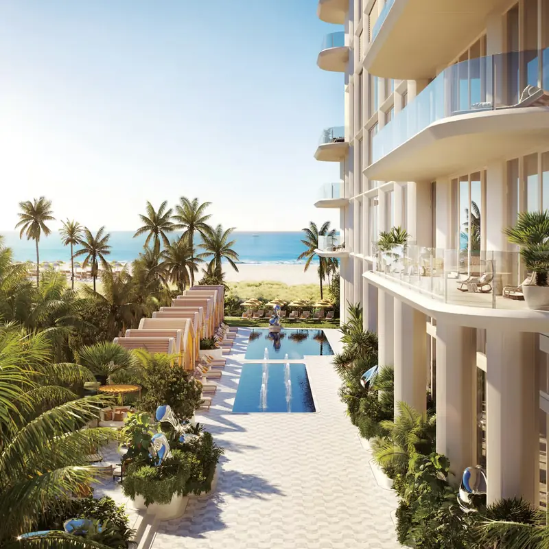 Garden pool leading to the beach