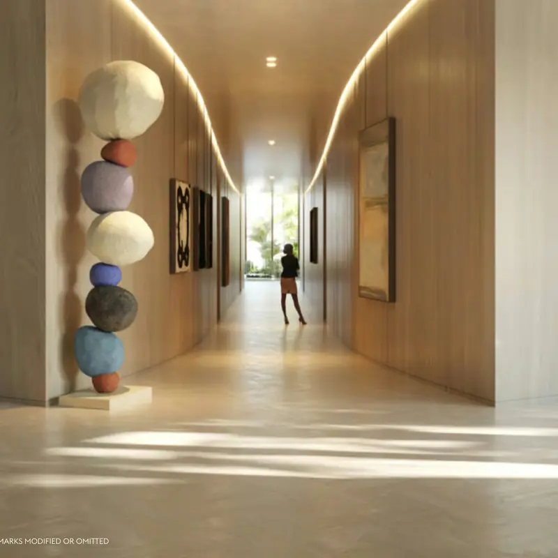 Art-lined residential corridor