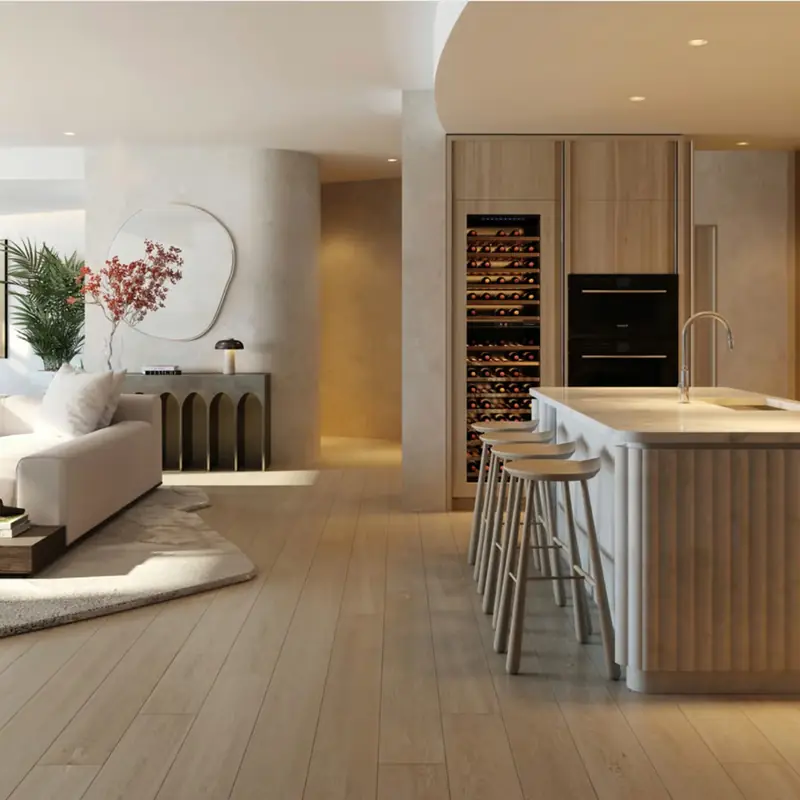 Residence kitchen and living area