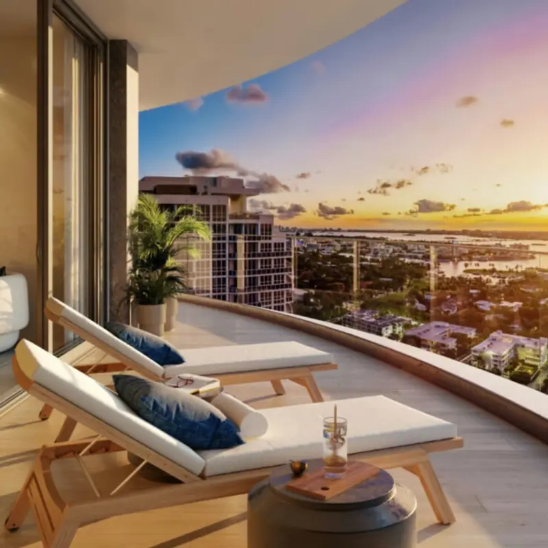 Residence terrace at sunset