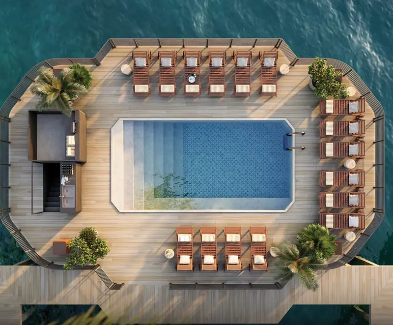 Floating pool deck from above