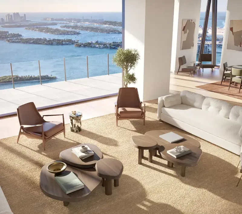 Residence living room overlooking the bay